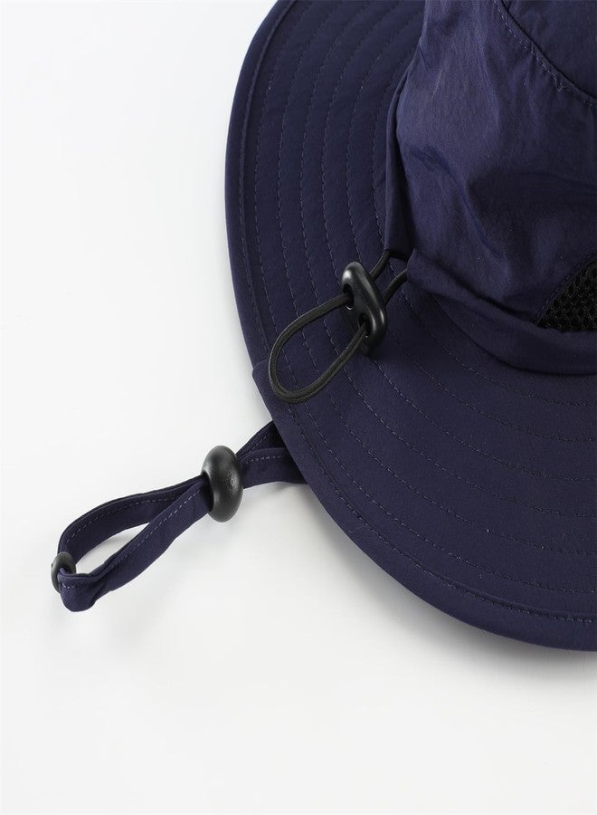 Connectyle Kids Bucket Hat Boys Safari Fishing Wide Brim Sun UPF 50+ Beach Hat Breathable Navy Blue - Image 4